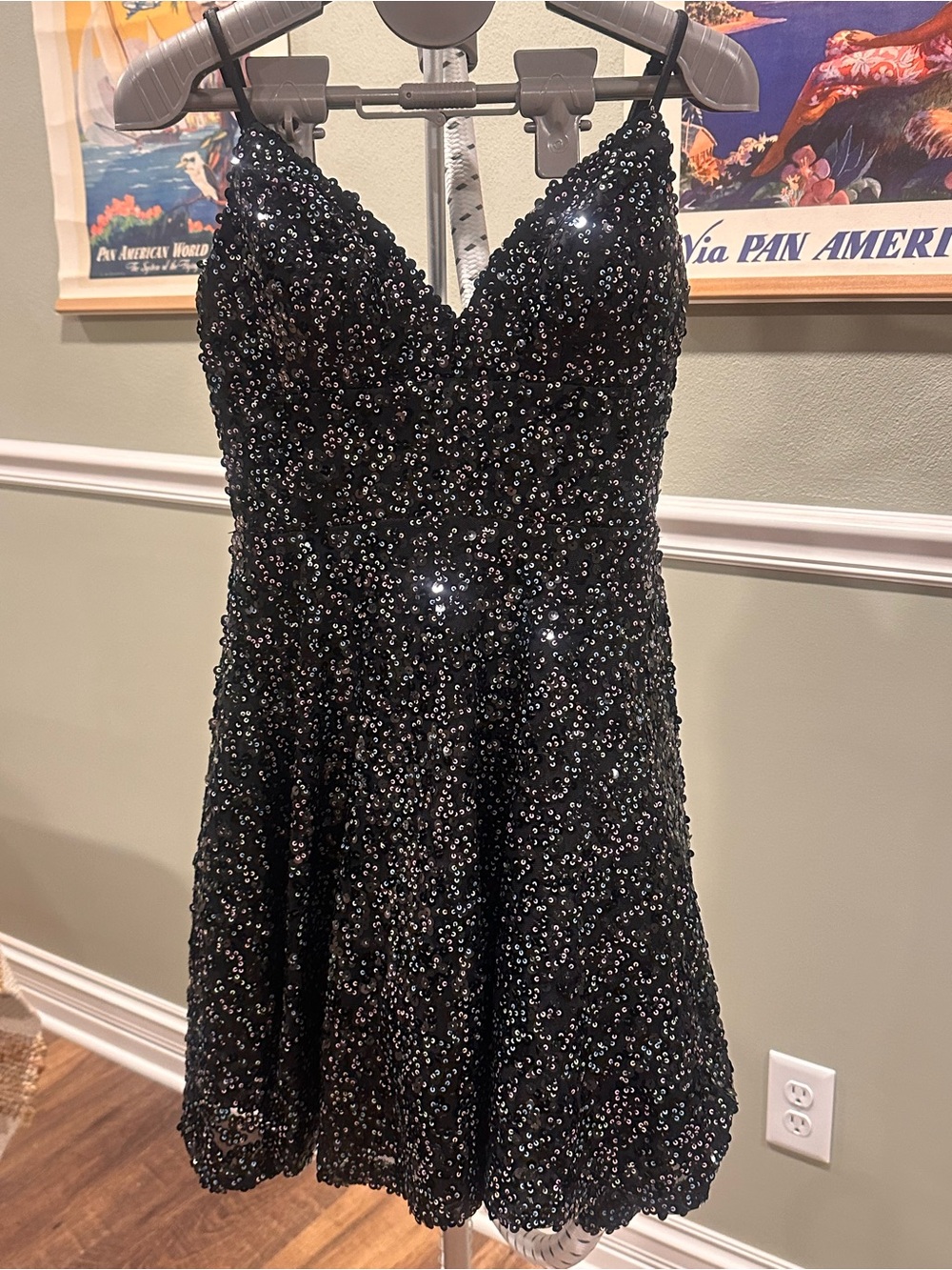 Black Sequin Mini Dress-Size 1/2